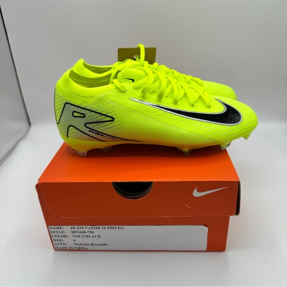 Nike Jr Zm Mercurial Vapor 16 Pro Big Kids FG Low Soccer Cleats Sz